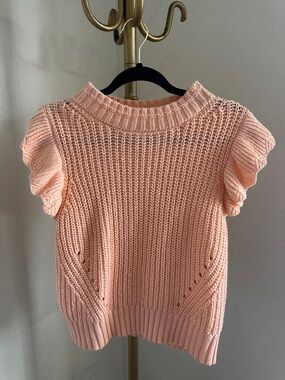 Universal Thread Peach Knit Flutter Sleeve Crewneck Sweater